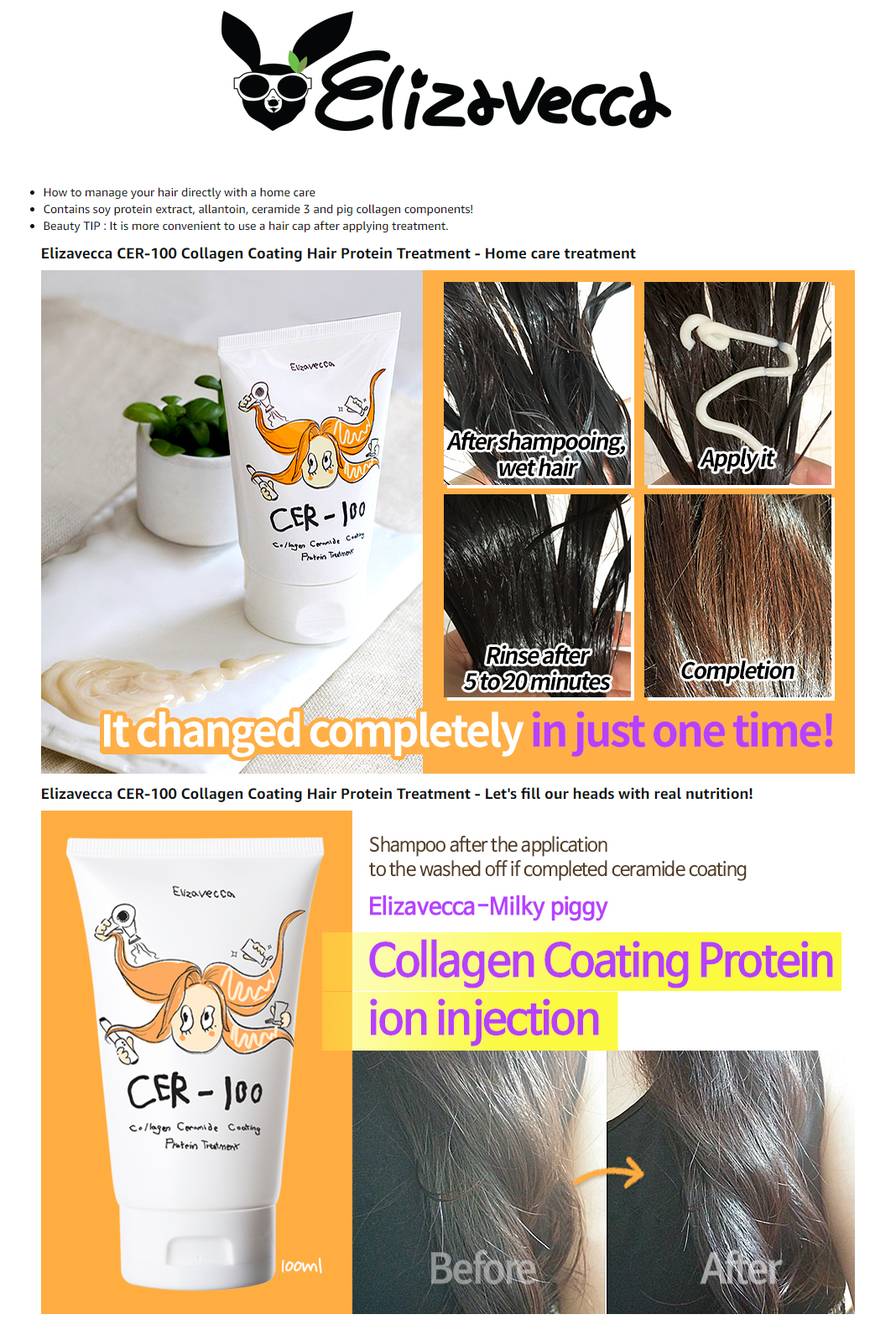 Elizavecca Cer 100 Collagen Coating Hair Protein Treatment 100ml